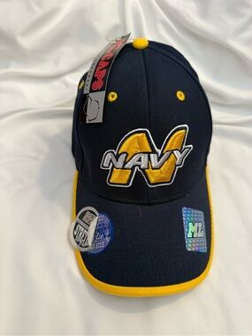 NWT ML Caps Navy Eagle Embroidered Stretch Fit Baseball Cap M/L